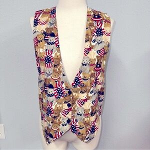 Women’s patriotic teddy bear vest sz S